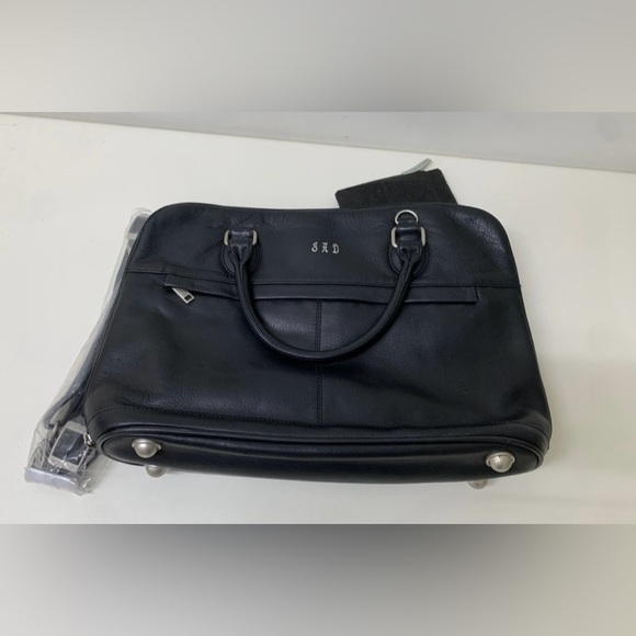 Black Leather Dilana Executive Series Laptop Briefcase Messenger Bag Brand New - Picture 3 of 16
